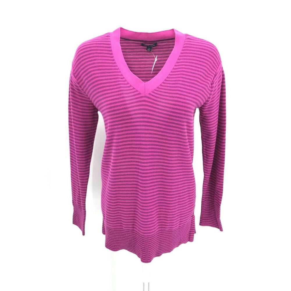 Tommy Hilfiger Women's Knit Long Sleeve Top Shirt Size Medium Pink Relaxed Fit